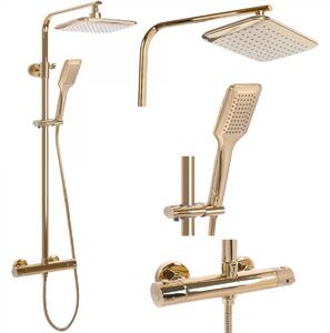 Sprchový set s termostatem Rea Tom - dešťová a ruční sprcha zlatá