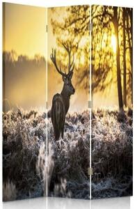 Ozdobný paraván Jeleni Západ slunce Příroda - 110x170 cm, třídílný, klasický paraván