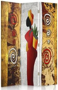 Ozdobný paraván Africká žena - 110x170 cm, třídílný, klasický paraván