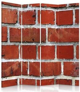 Ozdobný paraván Textura stěny Brick - 145x170 cm, čtyřdílný, klasický paraván