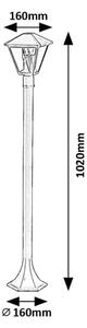 RABALUX Venkovní stojací hliníková lampa PARAVENTO, 1xE27, 40W, 102cm, černá 007150