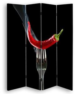 Ozdobný paraván Chilli papričky - 145x170 cm, čtyřdílný, klasický paraván