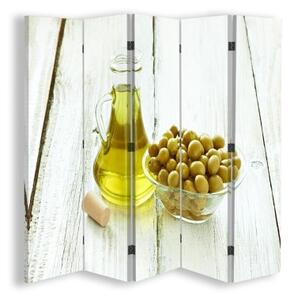 Ozdobný paraván Olivový olej - 180x170 cm, pětidílný, klasický paraván