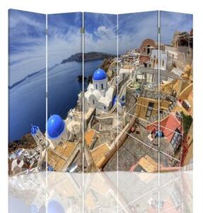 Ozdobný paraván Santorini - 180x170 cm, pětidílný, klasický paraván