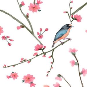Ozdobný paraván Ptáci Květiny - 145x170 cm, čtyřdílný, klasický paraván