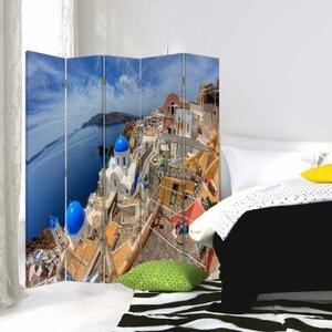 Ozdobný paraván Santorini - 180x170 cm, pětidílný, klasický paraván