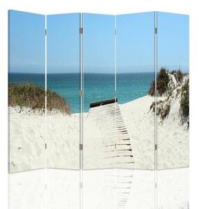 Ozdobný paraván Pobřeží moře - 180x170 cm, pětidílný, klasický paraván