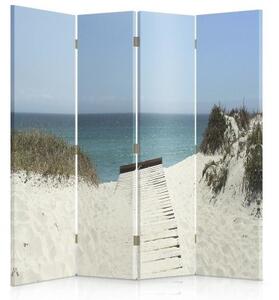 Ozdobný paraván Mořský písek - 145x170 cm, čtyřdílný, klasický paraván