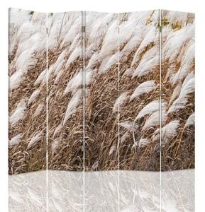 Ozdobný paraván Meadow Beige - 180x170 cm, pětidílný, klasický paraván