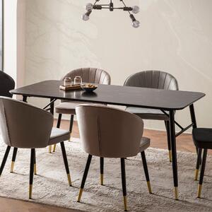 Jídelní stl FineBuy 120 x 60 x 76 cm, erný v mramorovém vzhledu, moderní kuchyský stolek, malý jídelní stl, obdélníkový jídelní stl s kovovými nohami