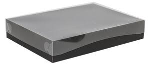 Dárková krabice s průhledným víkem 300x200x50 mm, černá
