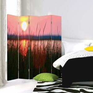 Ozdobný paraván Jezero Sunset Lake - 180x170 cm, pětidílný, klasický paraván