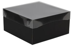 Dárková krabice s průhledným víkem 200x200x100 mm, černá