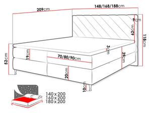 Manželská postel 180 cm Metio (světlobéžová)
