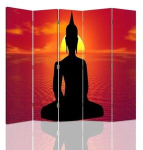 Ozdobný paraván Buddha-západ slunce - 180x170 cm, pětidílný, klasický paraván