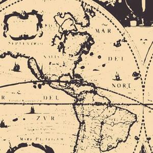 Ozdobný paraván Mapa světa Retro Vintage - 180x170 cm, pětidílný, klasický paraván