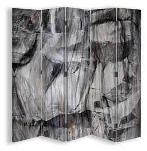 Ozdobný paraván, Hrubá šedá - 180x170 cm, pětidílný, klasický paraván