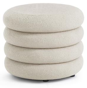 Ak furniture Taburet Mollis bouclé bílý