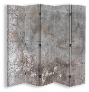 Ozdobný paraván Textura betonu - 180x170 cm, pětidílný, klasický paraván