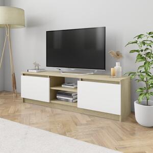 TV stolek bílý a dub sonoma 120 x 30 x 35,5 cm dřevotříska