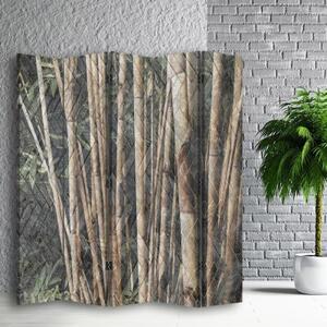 Ozdobný paraván, Bambusové stonky v hnědé barvě - 180x170 cm, pětidílný, klasický paraván