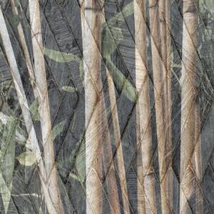Ozdobný paraván, Bambusové stonky v hnědé barvě - 145x170 cm, čtyřdílný, klasický paraván