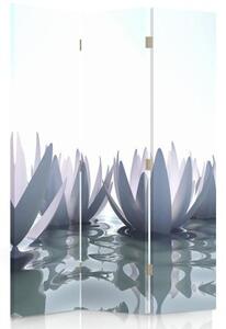 Ozdobný paraván, Lotosový květ - 110x170 cm, třídílný, klasický paraván