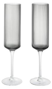 Ferm Living Sklenice na šampaňské Ripple Flutes set 2 ks, smoked grey