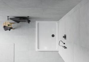 Sprchová vanička MEXEN FLAT s černým sifonem 80 x 70 cm bílá