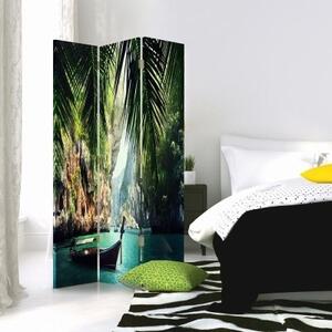 Ozdobný paraván Palmy Tropické moře - 110x170 cm, třídílný, klasický paraván