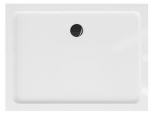 Sprchová vanička MEXEN FLAT s černým sifonem 100 x 80 cm bílá