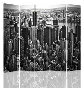 Ozdobný paraván, Manhattan v černé a bílé - 180x170 cm, pětidílný, klasický paraván