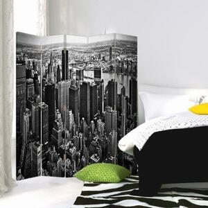 Ozdobný paraván, Manhattan v černé a bílé - 180x170 cm, pětidílný, klasický paraván