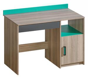 Psací stůl - ULTIMO U8, tmavý jasan/zelená/antracit