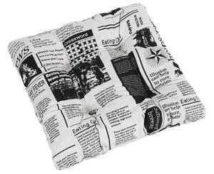 BELLATEX Sedák BERTA prošívaný noviny černo bílé 38x38 cm, prošívaný