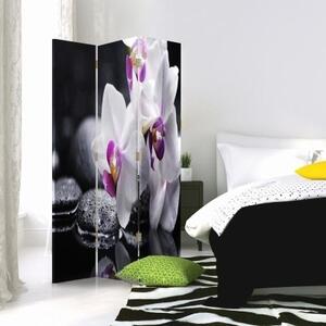 Ozdobný paraván Květiny Zen orchidej - 110x170 cm, třídílný, klasický paraván
