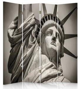 Ozdobný paraván, Monumentální socha Svobody - 145x170 cm, čtyřdílný, klasický paraván