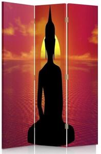 Ozdobný paraván Buddha Meditation Zen Spa - 110x170 cm, třídílný, klasický paraván