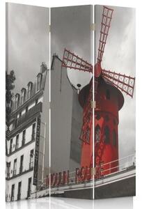 Ozdobný paraván Paříž Moulin Rouge - 110x170 cm, třídílný, klasický paraván