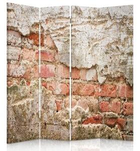 Ozdobný paraván, Cihlová zeď - 145x170 cm, čtyřdílný, klasický paraván