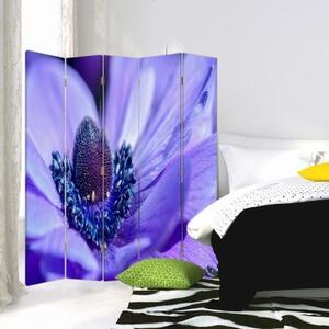 Ozdobný paraván Příroda Květina Fialová - 180x170 cm, pětidílný, klasický paraván