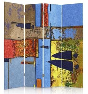 Ozdobný paraván Abstraktní barevné - 145x170 cm, čtyřdílný, klasický paraván