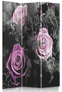 Ozdobný paraván Růže Květiny - 110x170 cm, třídílný, klasický paraván