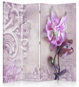 Ozdobný paraván Růžová orchidej - 145x170 cm, čtyřdílný, klasický paraván