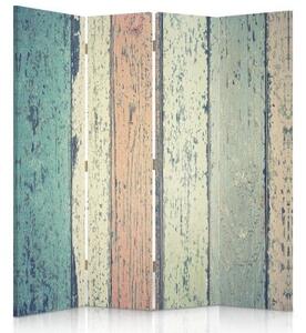 Ozdobný paraván Dřevěné desky - 145x170 cm, čtyřdílný, klasický paraván