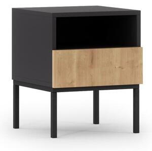 Moderní noční stolek Lanzzi - černý/dub Hnědo-černá