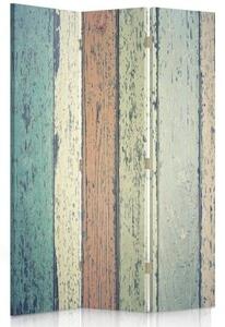 Ozdobný paraván Dřevěné desky - 110x170 cm, třídílný, klasický paraván
