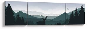 Obraz - Jelen s vlkem ve skalách (170x50 cm)