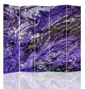 Ozdobný paraván Abstraktní fialová - 180x170 cm, pětidílný, klasický paraván