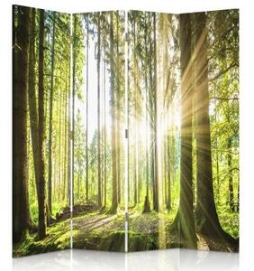 Ozdobný paraván Zelený les - 145x170 cm, čtyřdílný, klasický paraván